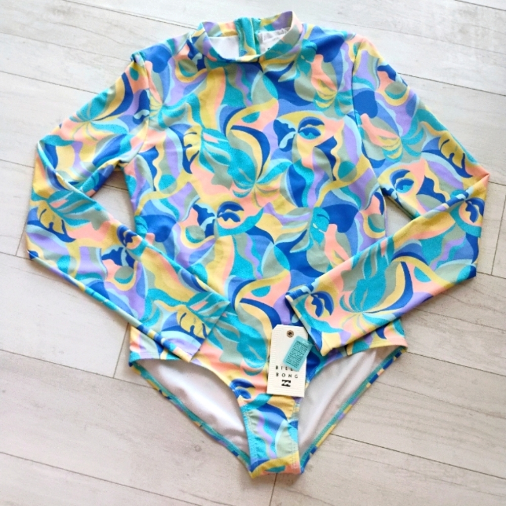 BILLABONG NEW Girls Surf Rashguard Bodysuit Swimsuit